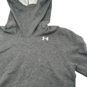 Under Armour Medium Gray Loose‎ Pullover Sweatshirt Hood Face Guard Pocket Logo